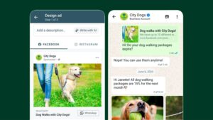 WhatsApp interface showing AI features